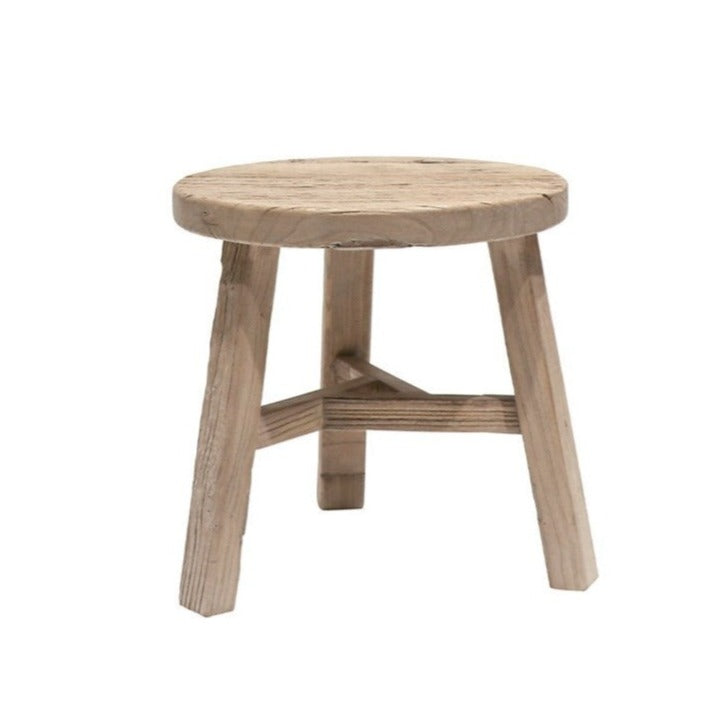 Reclaimed elm wood round side table 45cm