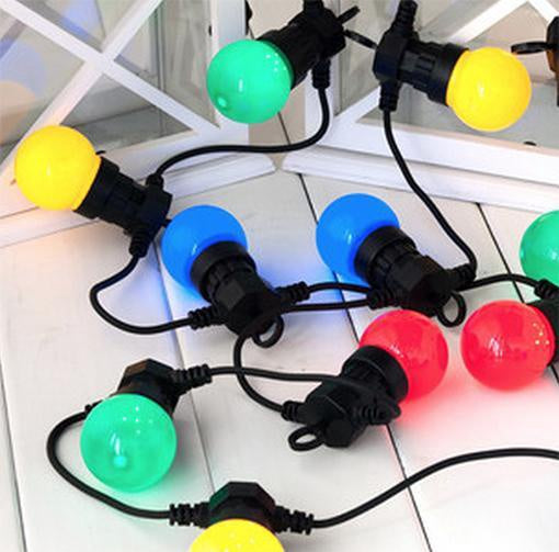 Outdoor festoon lights coloured