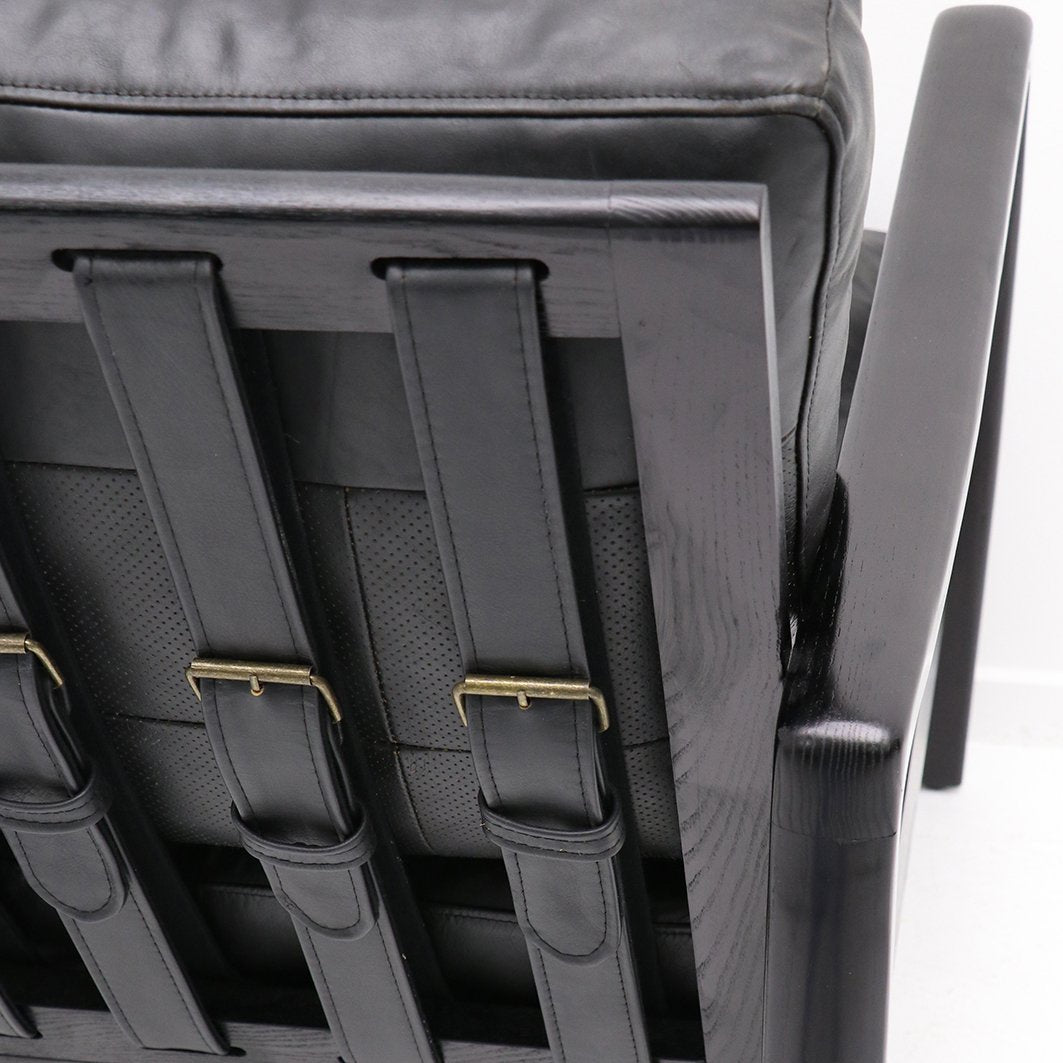 Reid leather armchair black with black frame