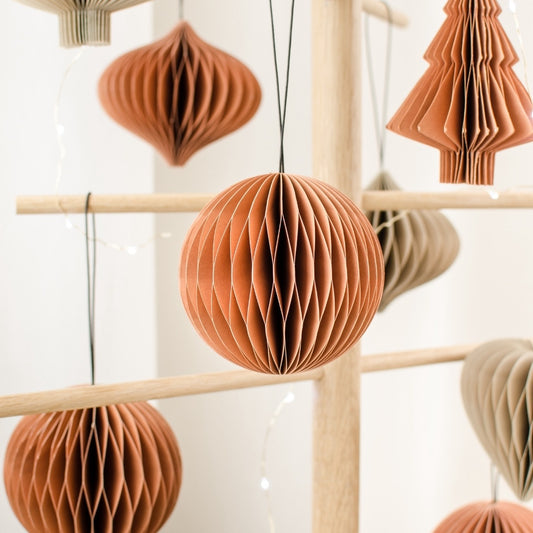 Hanging paper ornament sphere clay