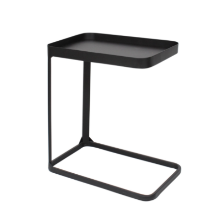 Metal sofa side table rectangular black 30cm