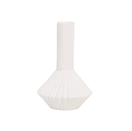 Pleated fine bone china bud vase white