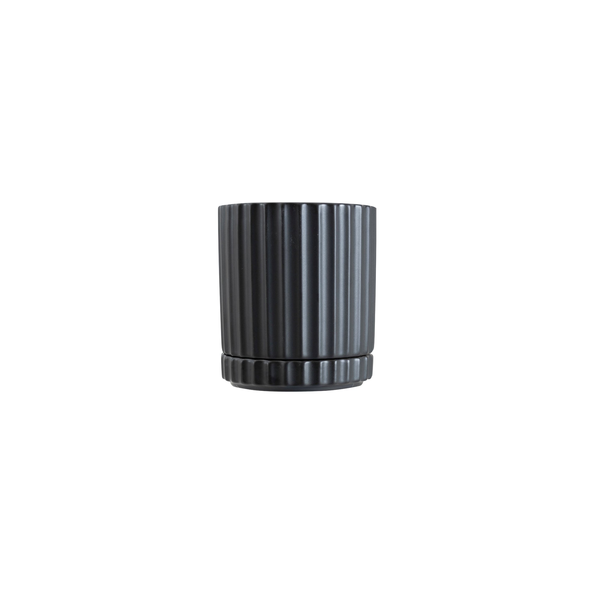 Inspired by the pillars at the Acropolis, the Athens planter in black combines classic style with the functionality of a drainage hole and matching saucer.   Mix and match plant pots to add personality and greenery to any space.  Colour: black   Dimensions: 10cm internal diameter x 13.5cm high