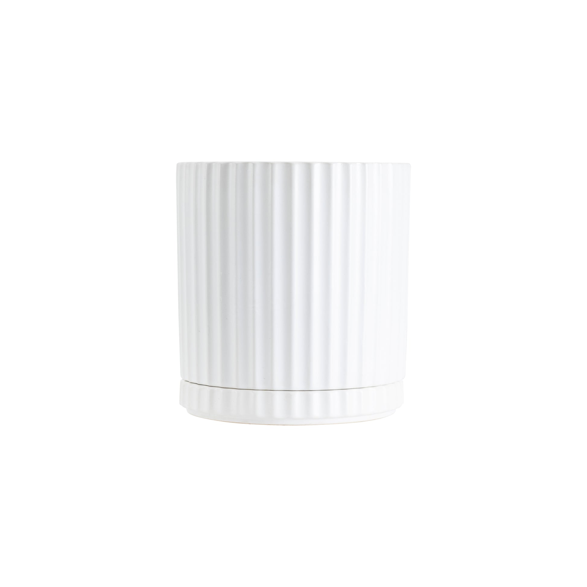 Inspired by the pillars at the Acropolis, the Athens planter in white combines classic style with the functionality of a drainage hole and matching saucer.   Mix and match plant pots to add personality and greenery to any space.  Colour: white  Dimensions: 16.5cm internal diameter x 19cm high