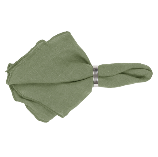 Add a touch of elegant style to your table setting, with these quality eco friendly Gracie linen napkins, from Danish homeware brand Broste Copenhagen.  The napkins are made of 100% linen and feature an overlocked edging.   Comes in a set of four napkins.  Dimensions: 45cm square  Colour: thyme green  Set of four. Matching linen tablecloth available on request.