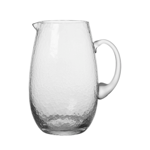 Beautiful hammered jug by Broste Copenhagen that is the definition of perfect imperfection.   Every piece is handmade and completely unique, and will vary in colour, size and thickness. The collection is focused around accentuating the artisan feel, expressed through the hammered surface of the products. These items have a certain mysterious way of reflecting the light, granting them a compelling allure.   Dimensions: 22cm high x 14cm diameter   Capacity: 2 litres