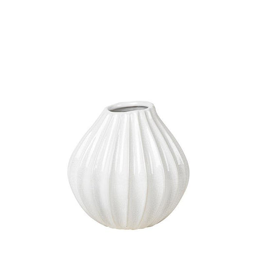 Broste wide lines vase white small