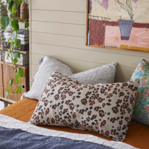 SOW leopard print linen pillowcase set