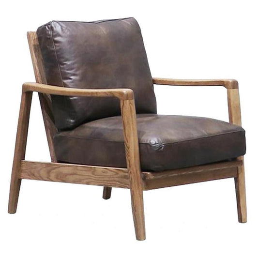 Reid leather armchair dark brown