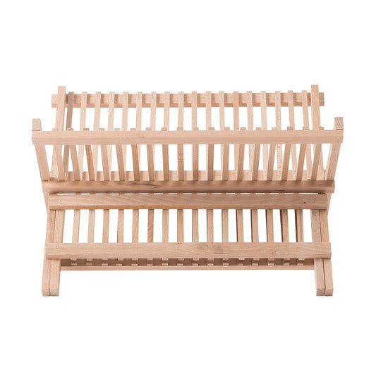 Simple yet stylish dish rack made of fine grain beechwood.  The rack was designed and handcrafted in Germany by a manufacturer with over 80 years' experience.  Dimensions: 40cm long x 37 wide x 24cm high