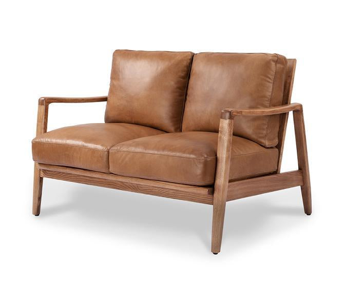 Reid Leather 2-seater Couch Tan