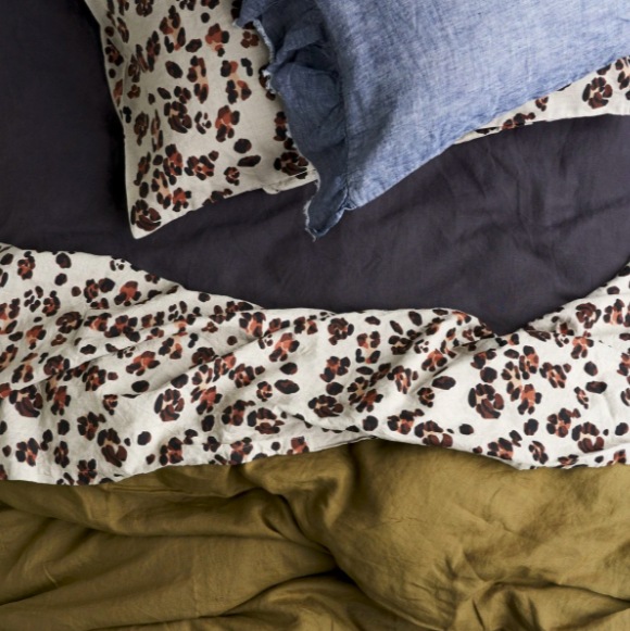 SOW leopard print linen pillowcase set