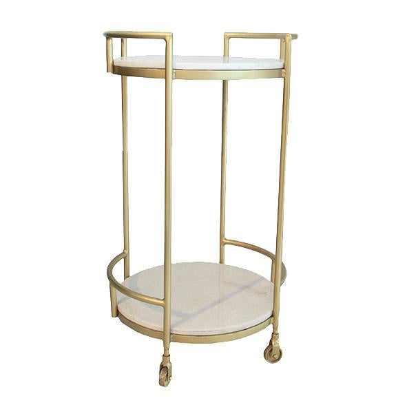 Round Marble Drinks Trolley