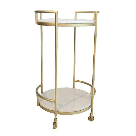 Round Marble Drinks Trolley
