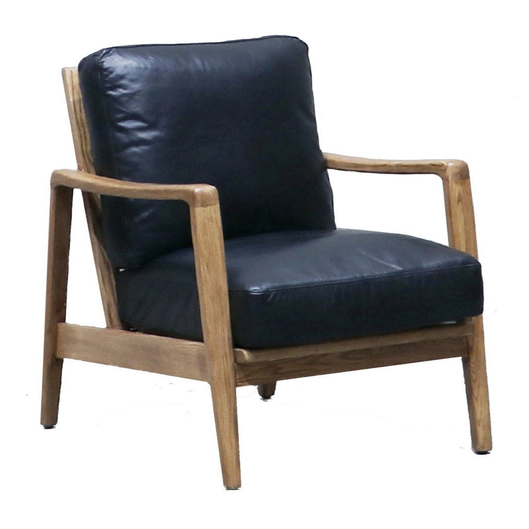 Reid leather armchair black