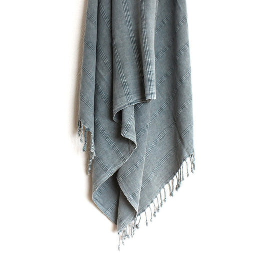 Stonewashed Turkish towel blue grey
