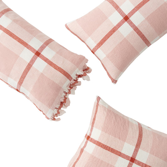 SOW floss check linen pillowcase set