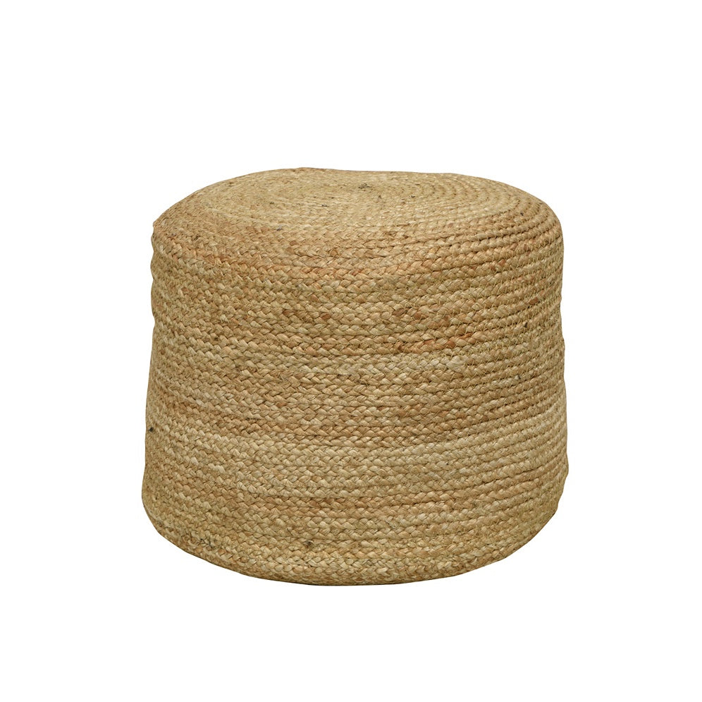 Round braided jute pouf