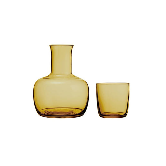 Bulb water carafe and tumbler set amber