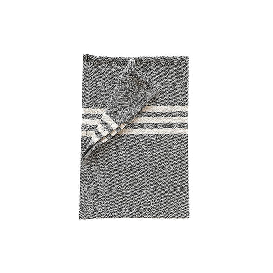 Small cotton towel charcoal with white stripe