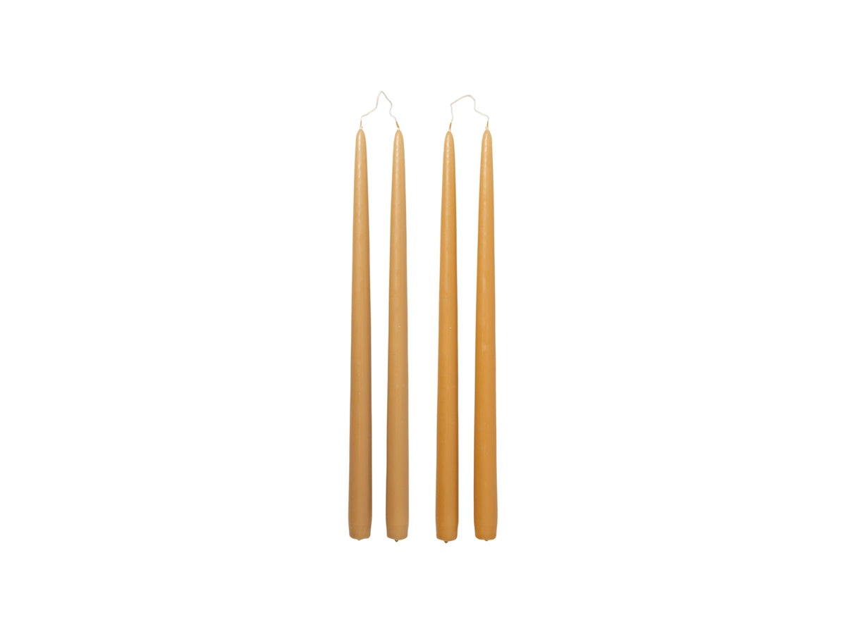 Broste set of 4 tall taper candles 38cm mustard