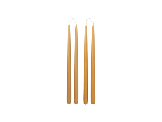 Broste set of 4 tall taper candles 38cm mustard