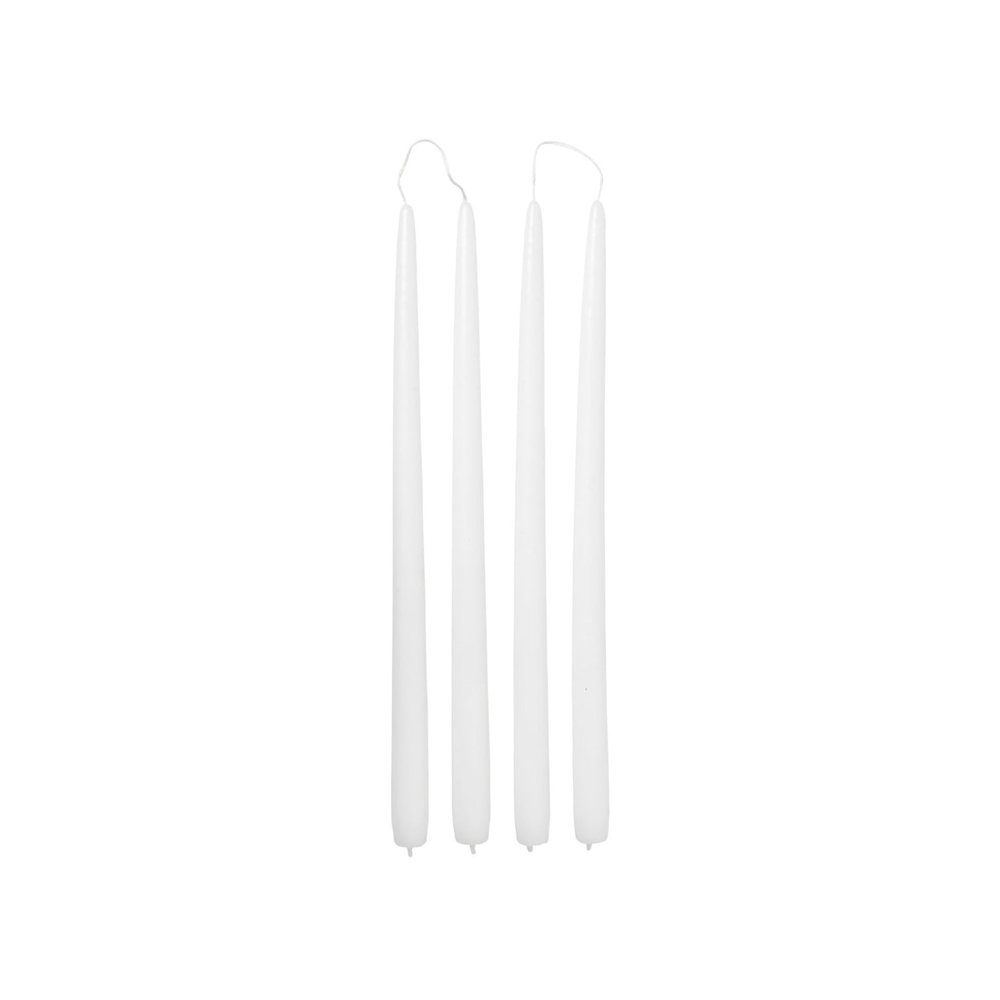 Broste set of 4 tall taper candles 38cm white