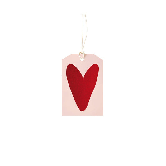 Red metallic heart gift tag