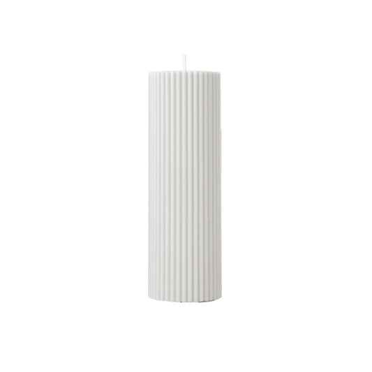 Ridged pillar candle white