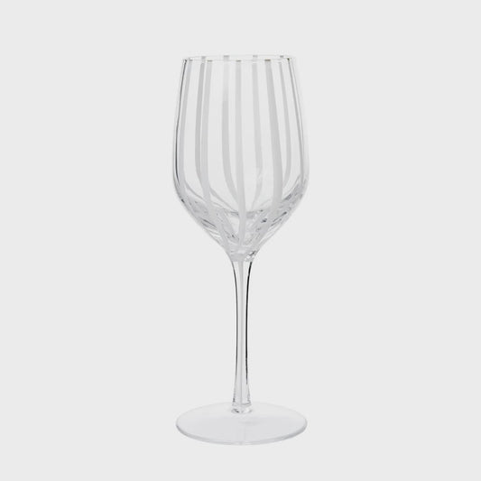 Broste hand blown striped white wine glass