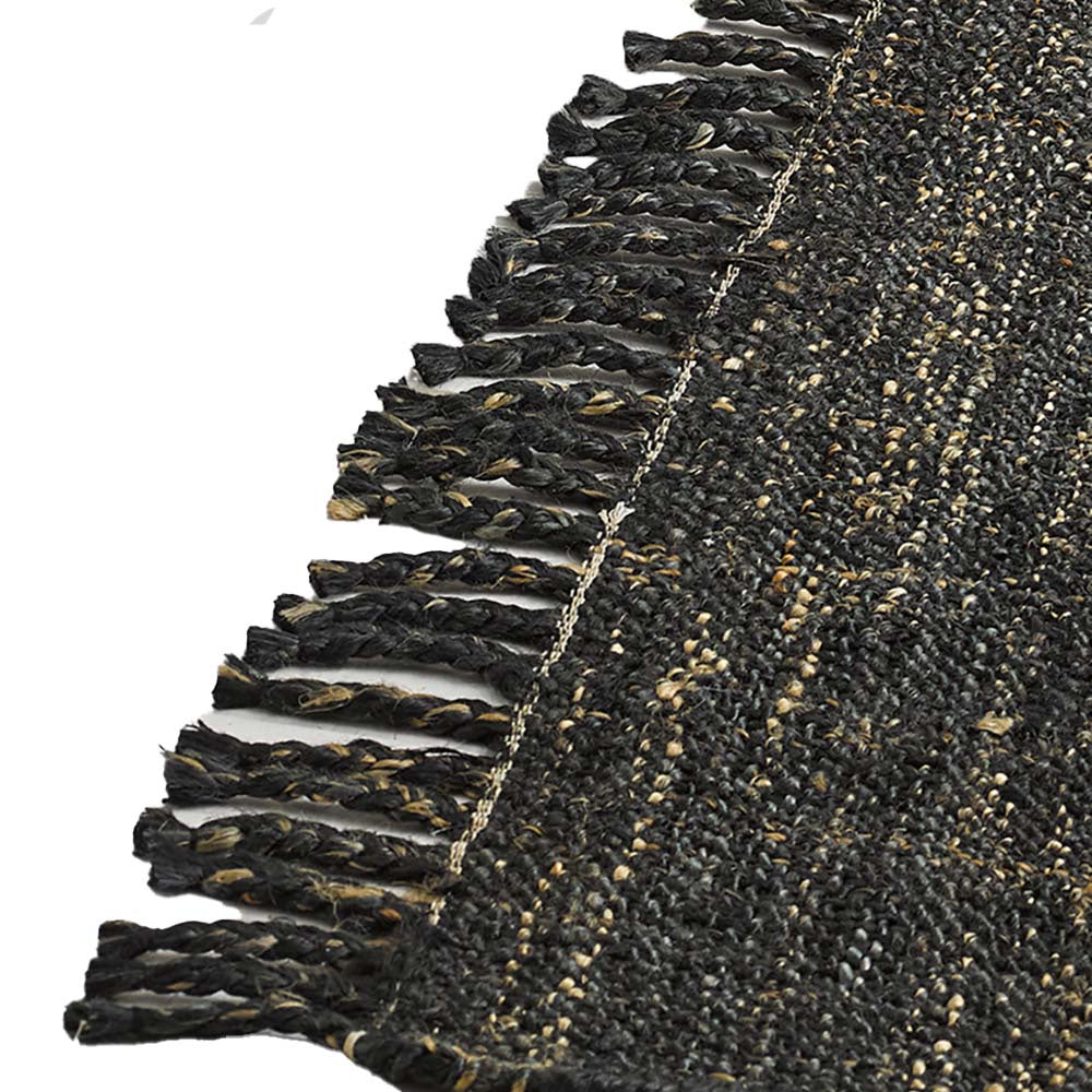 Woven hemp floor rug coal