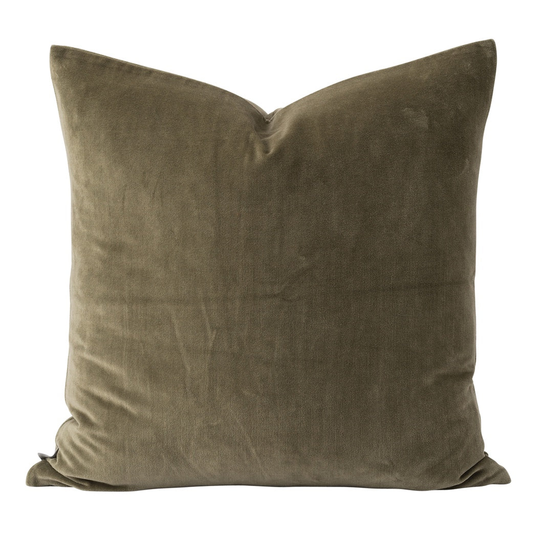 Cotton velvet cushion cover sage 55cm