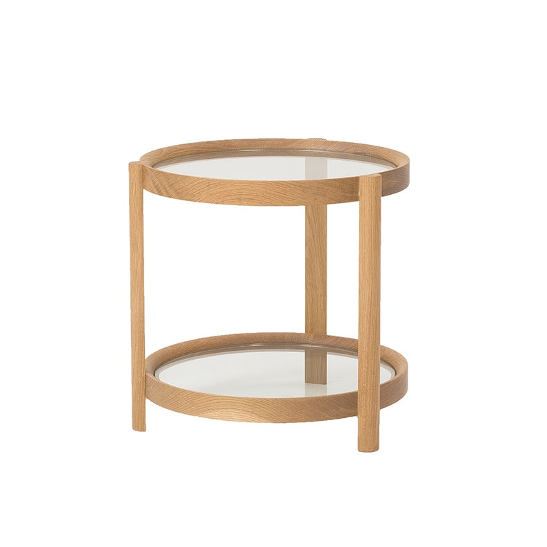 Oak column side table natural 45cm