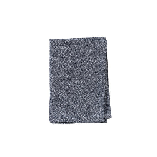 Washed cotton tea towel navy