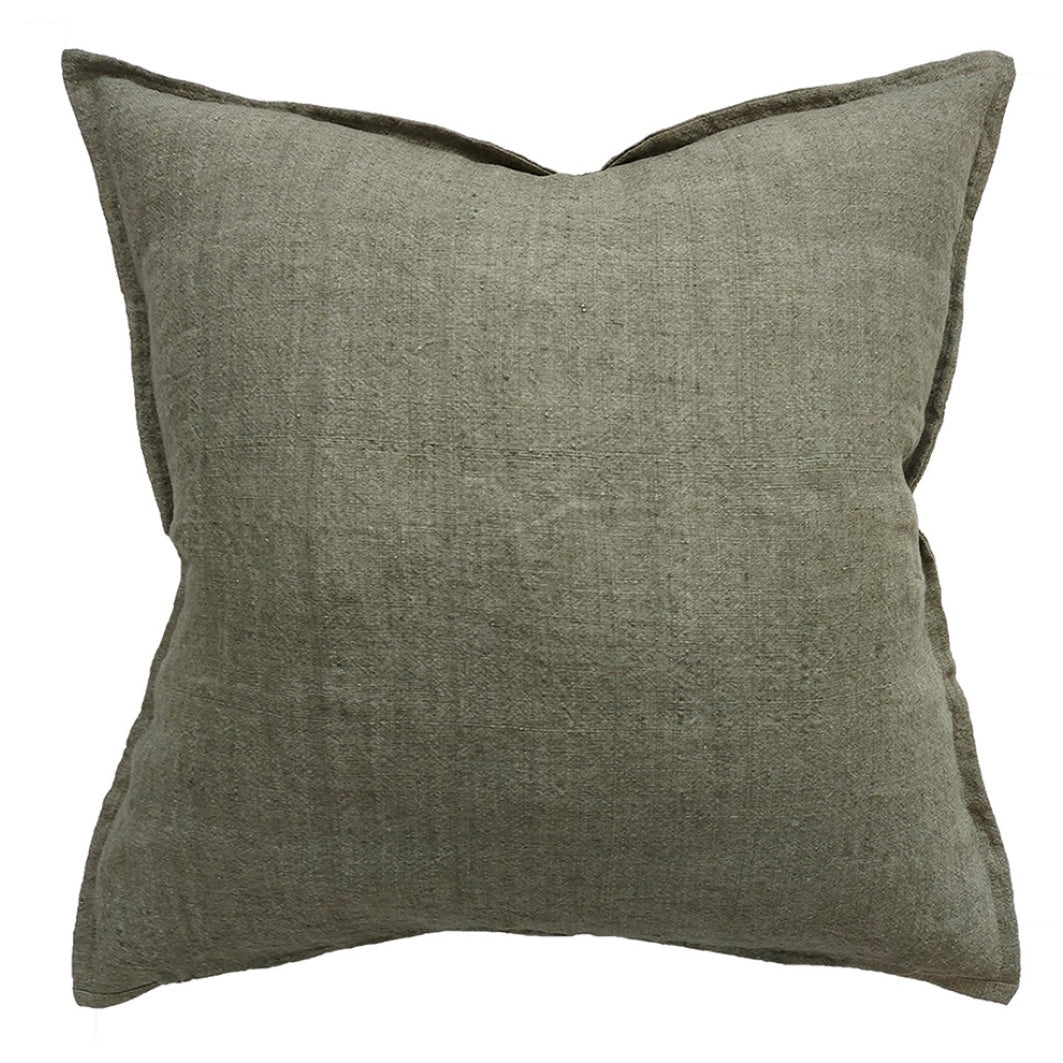 Cassia linen cushion cover moss 55cm