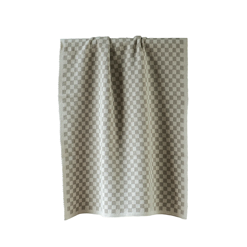 Check cotton hand towel taupe