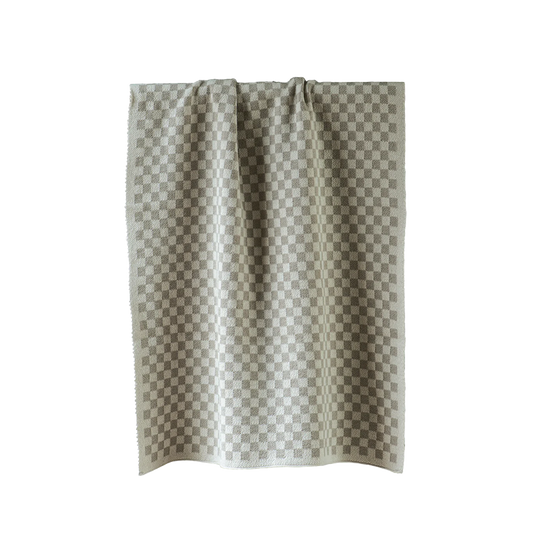Check cotton hand towel taupe