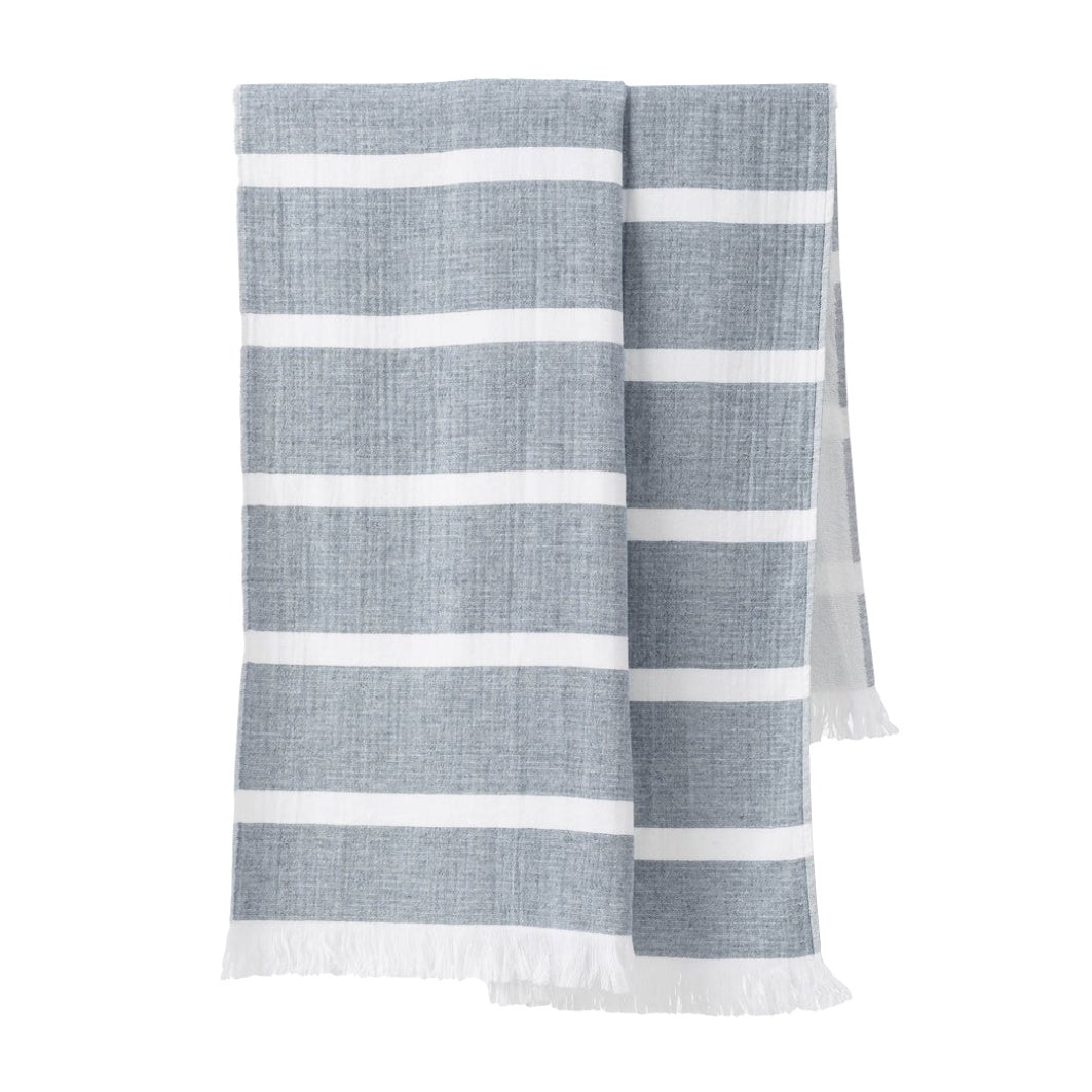 Cotton beach towel navy & white stripe