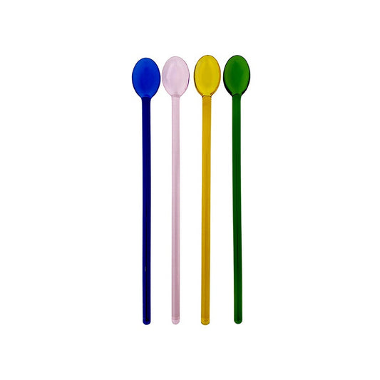 Coloured glass cocktail swizzle spoon