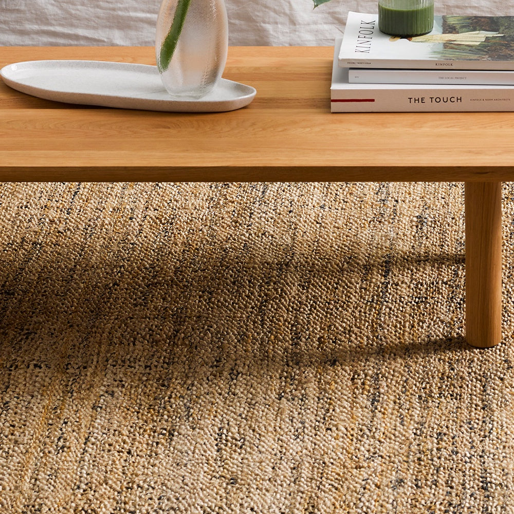Woven hemp floor rug natural