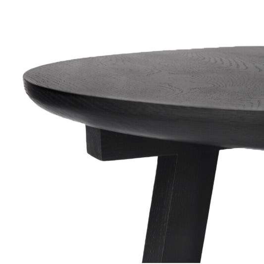 Oak tripod side table black 70cm