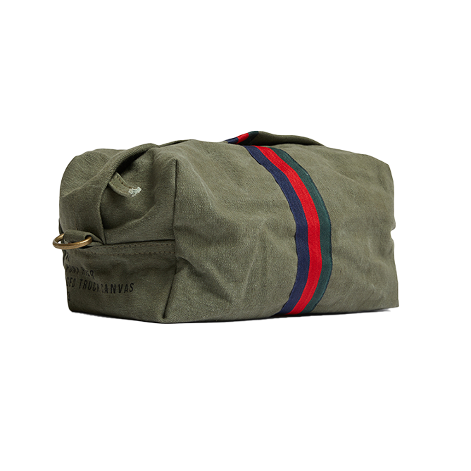 Pony Rider upcycled canvas toiletry bag khaki