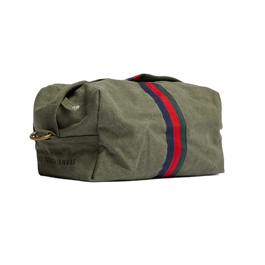 Pony Rider upcycled canvas toiletry bag khaki