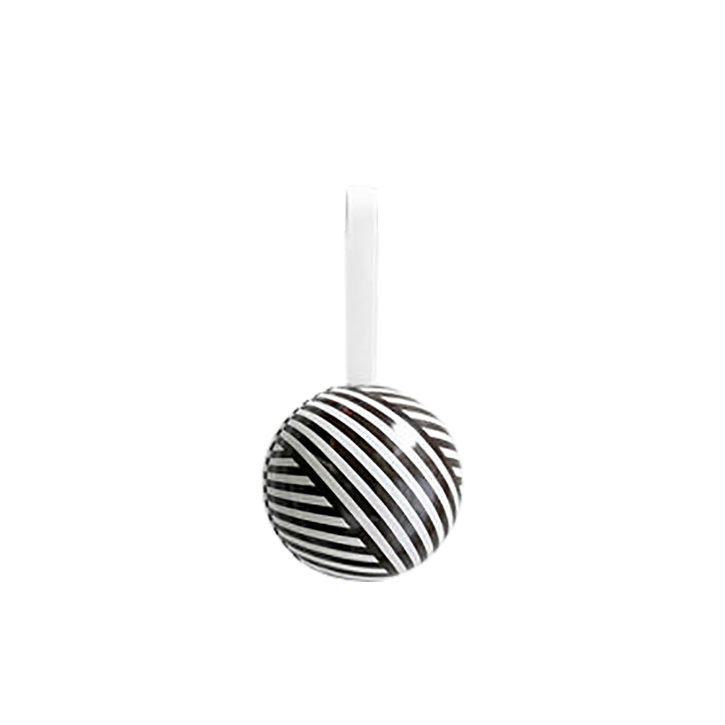 Xmas tin bauble black & white stripes