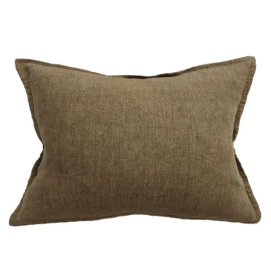 A timeless, handwoven 100% linen cushion cover featuring a 1cm flat edge seam.   Dimensions: 40cm x 60cm   Colour: clove
