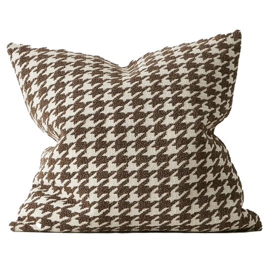 Boucle houndstooth cushion cover cocoa 50cm