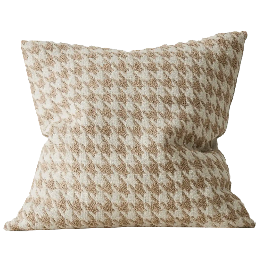 Boucle houndstooth cushion cover oatmeal 50cm