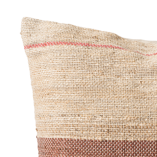 Hana jute & cotton cushion cover 65x50cm brick