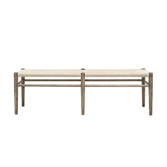 Oak and rattan bench seat 150cm natural