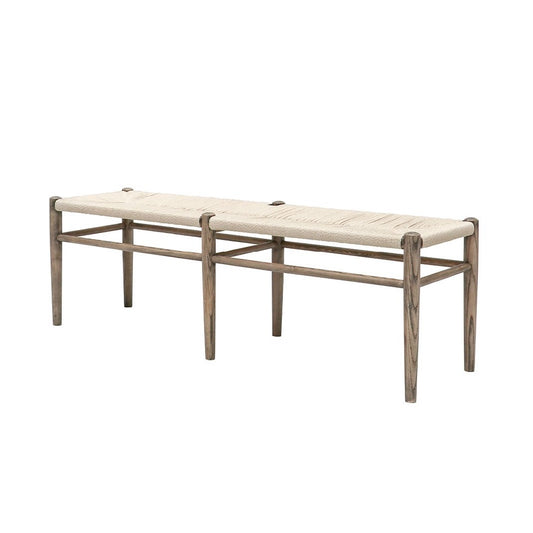 Oak and rattan bench seat 150cm natural
